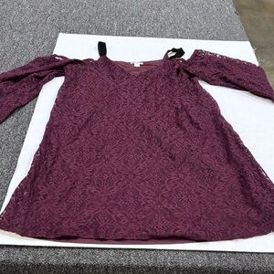 Xhilaration Burgundy Lace Long Sleeve Dress